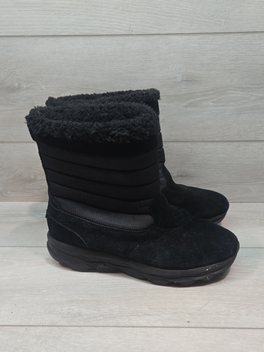 Skechers Women High Top Leather Faux Fur Boots Shoes Sz 10